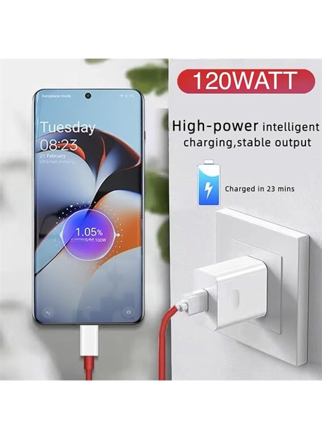 ليناكز الأصلي شاحن بقوة 120 واط متوافق مع هواتف ون بلس، محول مزود بكابل USB من النوع C، متوافق مع هواتف ون بلس 12/11/CE 3/CE 2/2T وغيرها | (محول وكابل) - Image 5