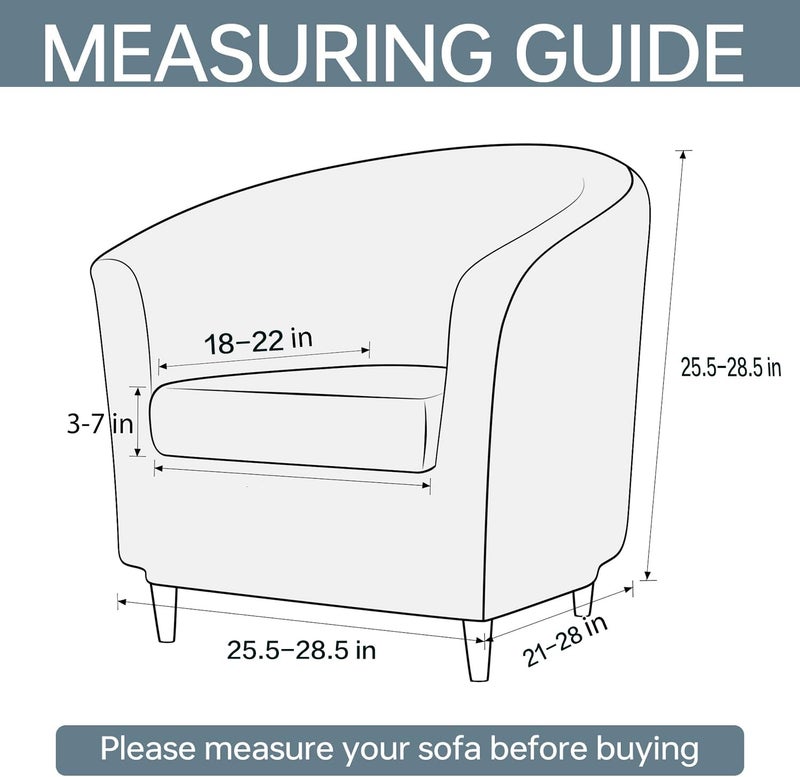 Deisy Dee 2 Piece Velvet Club Chair Slipcover Stretch Barrel Chair Covers Accent Chair Cover Removable Couch Furniture Protector Arm Chair Cover for Living Room (Babyblue) - Image 4