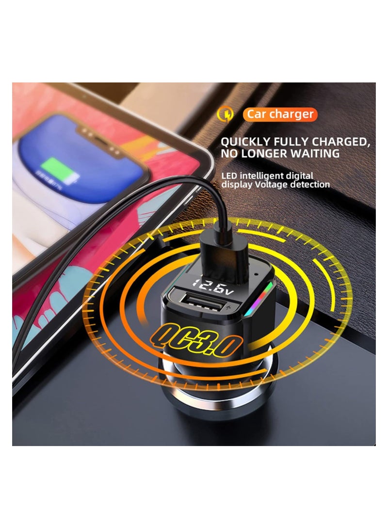 SYOSI Car Phone Chrager Cigarette Lighter Adapter, 3 Ports 80w Pd & Qc & Usb A, with Night Vision Atmosphere Light, Fit for Iphone 14/13/12/Pro, Samsung Galaxy S22/S21/S20 and More - Image 5