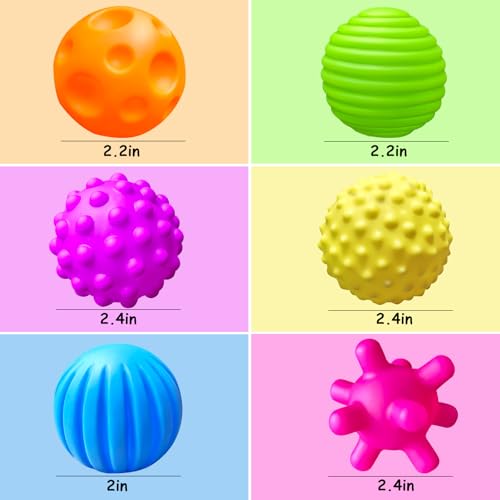 Ynanimery 6 Pack Sensory Balls for Toddlers, Sensory Baby Toys, Infant Squeeze Sensory Toys Soft Multi Ball Set Gifts with Bright Color Textured - Image 3