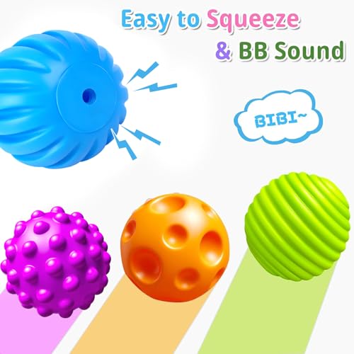 Ynanimery 6 Pack Sensory Balls for Toddlers, Sensory Baby Toys, Infant Squeeze Sensory Toys Soft Multi Ball Set Gifts with Bright Color Textured - Image 5