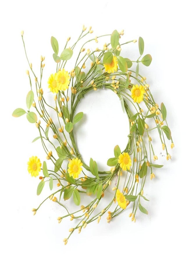 LSKYTOP Artificial Yellow Wreath with Berries and Daisy Flower Wildflower Spring Summer Wreath for Door Wall Wedding Decor,11inch - Image 2