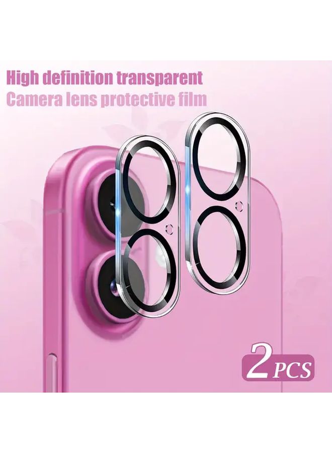 2 Pack 9H Tempered Glass Camera Lens Protector for iPhone 16 Clear Anti Scratch Case Friendly - Image 1
