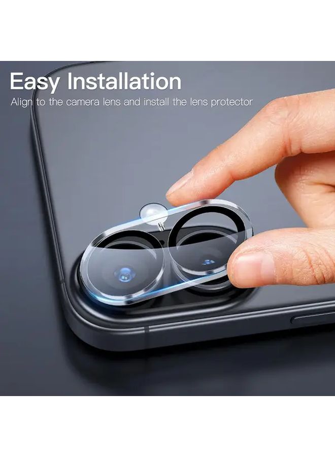 2 Pack 9H Tempered Glass Camera Lens Protector for iPhone 16 Clear Anti Scratch Case Friendly - Image 3