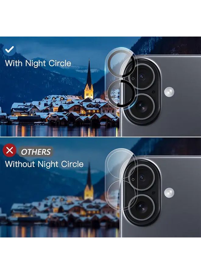 2 Pack 9H Tempered Glass Camera Lens Protector for iPhone 16 Clear Anti Scratch Case Friendly - Image 4