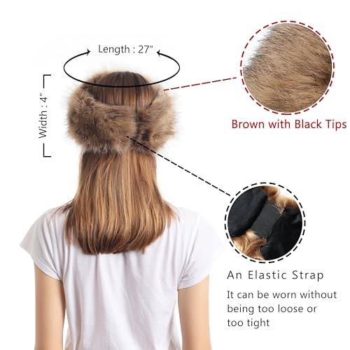 LA CARRIE Faux Fur Headband with Stretch Women's Winter Earwarmer Earmuff (Natural) - Image 2