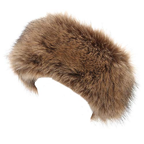 LA CARRIE Faux Fur Headband with Stretch Women's Winter Earwarmer Earmuff (Natural) - Image 1