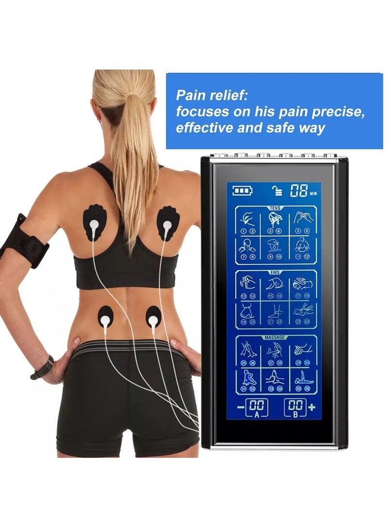 LAESO 3-in-1 Dual Channel TENS EMS Unit with 36 Modes - Rechargeable Physiotherapy Device for Pain Relief - Black 43 - Image 5