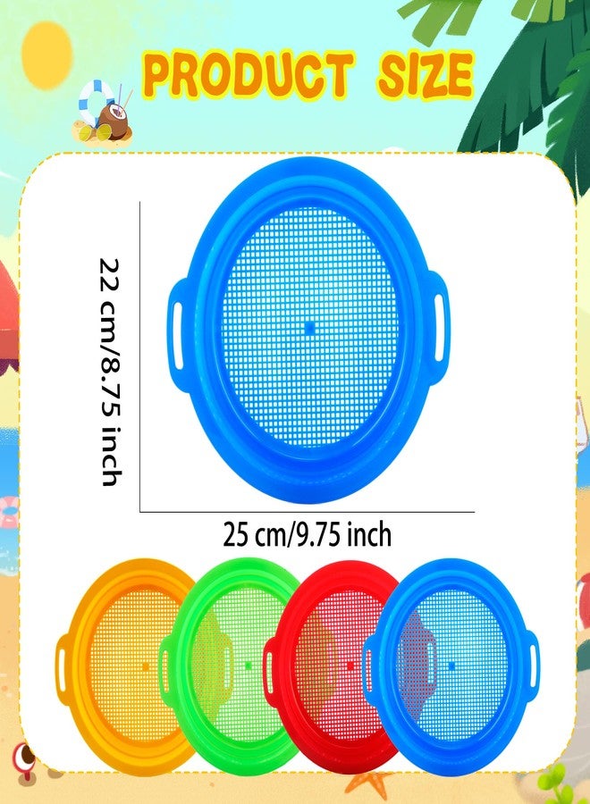 Restroma 12 Pack Kids Sand Sifter Sieve Plastic Sand Strainer Beach Toys Sifting Pan for Child Boys Girls Beach Finding Treasure Tools Party Supplies, 4 Colors - Image 2
