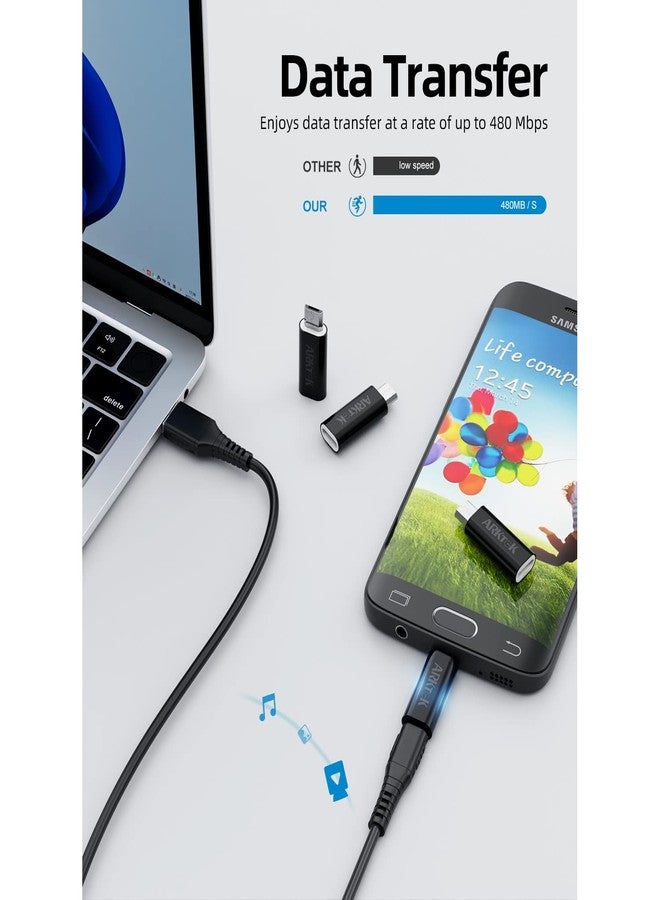 ARKTEK Micro USB to USB C Adapter, Type C Female to MicroUSB Male Converter for OTG Data Sync (Black, Micro USB to Type C) - Image 4