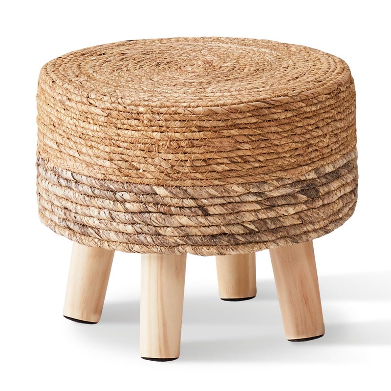 Cpintltr Ottoman Outdoor Sea Grass Stool Poufs Hand Woven Round Foot Stool for Sofa Desk Soft Step Stool Padded Foot Rest Multiple Colors Decorative Furniture Natural/Brown - Image 1