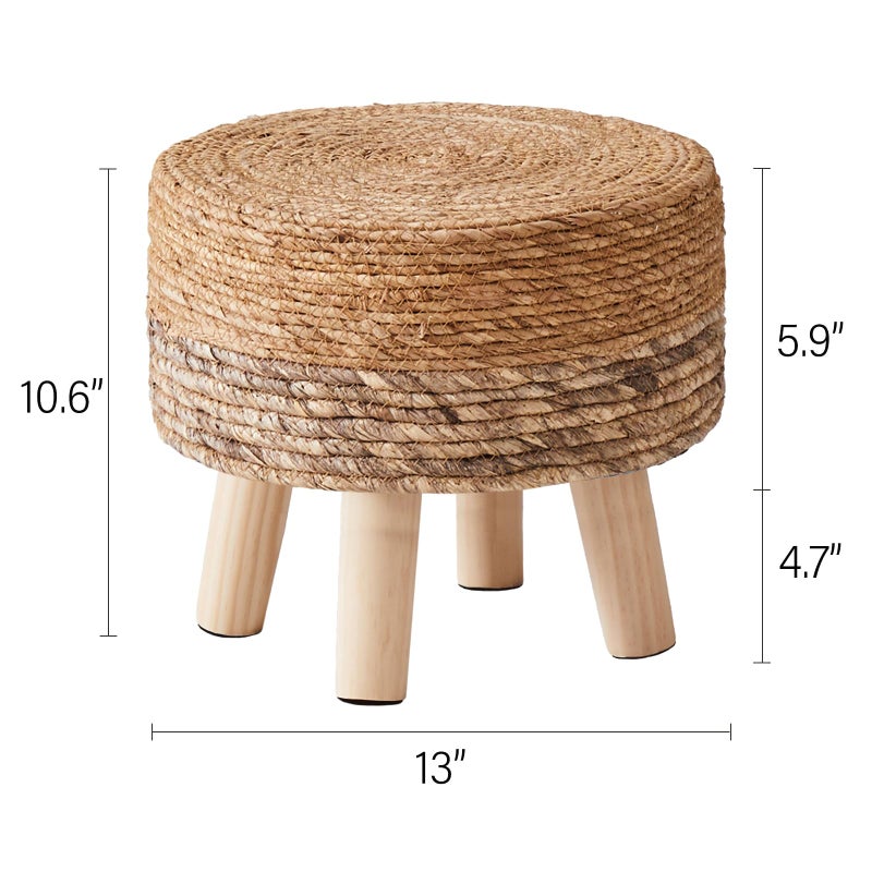 Cpintltr Ottoman Outdoor Sea Grass Stool Poufs Hand Woven Round Foot Stool for Sofa Desk Soft Step Stool Padded Foot Rest Multiple Colors Decorative Furniture Natural/Brown - Image 2