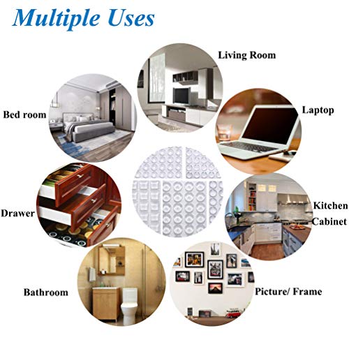 Rui Cabinet Door Bumpers Clear Self Adhesive Noise Dampening Bumper Pads 272Pcs Silicone Rubber Bumpers for Drawers Picture Frames Cutting Board and Furniture Surface Protection 5 Sizes Pack - Image 5