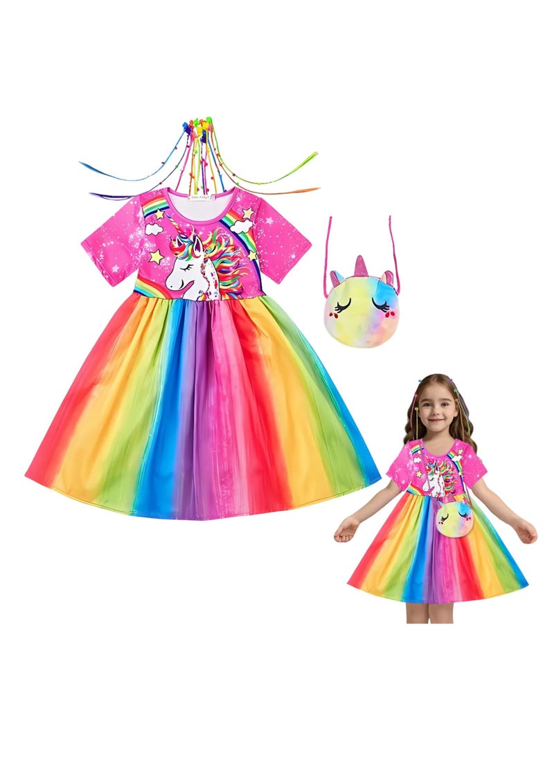 Home Smart Home Smart Color Full Unicorn Costume for Girl with Accessories Dress Up Party Cosplay for Toddler Birthday Gift. 