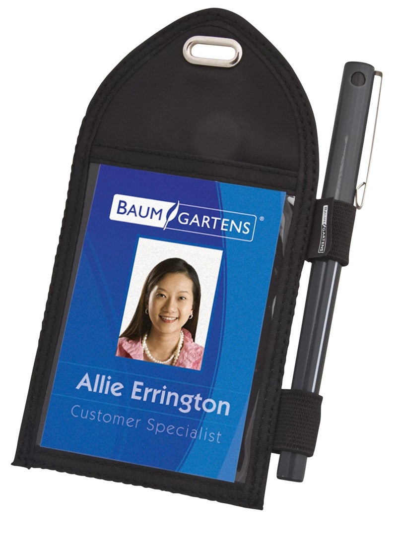 SICURIX Vertical Badge Holder with Pen Loop, Black (55710) - Image 3