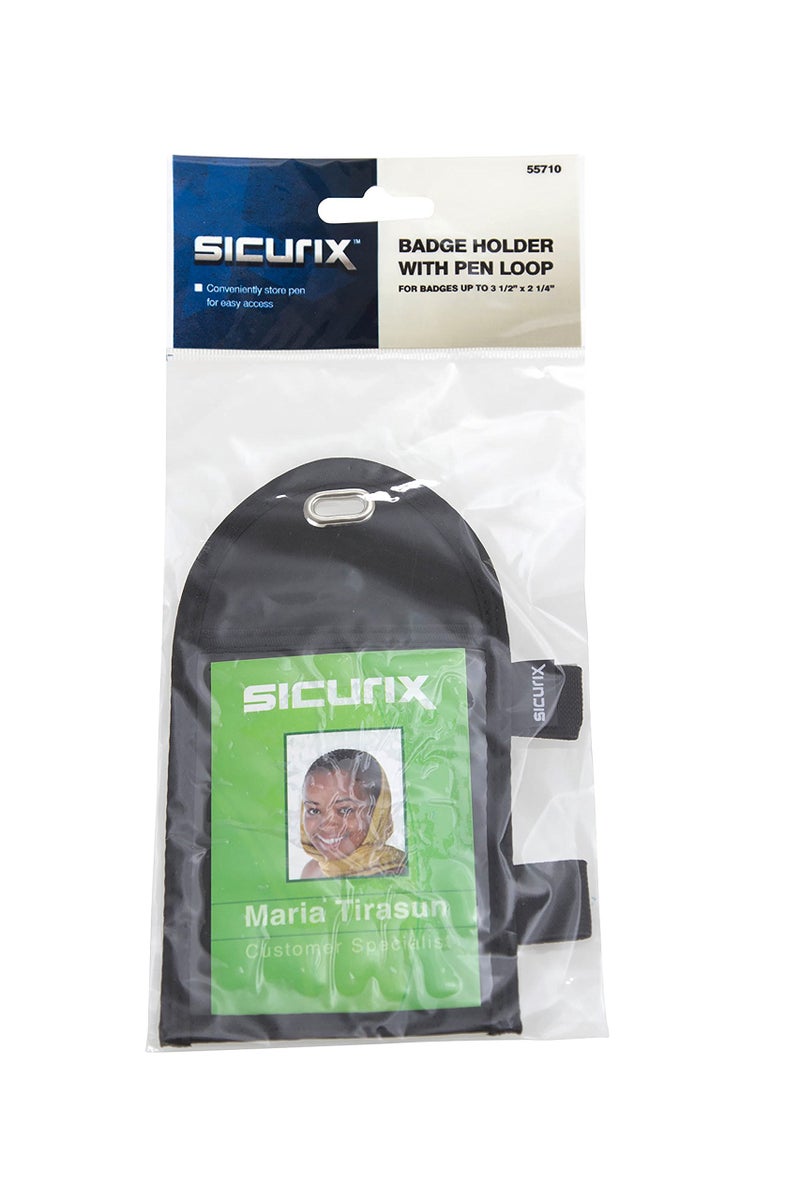 SICURIX Vertical Badge Holder with Pen Loop, Black (55710) - Image 5