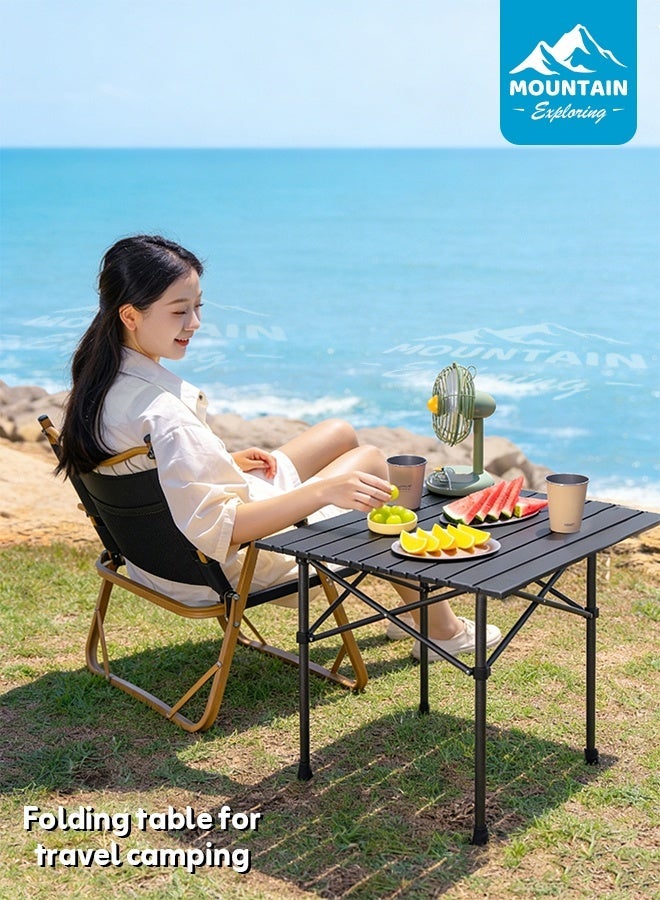 استكشاف الجبال طاولة تخييم خارجية قابلة للطي للسفر، طاولة نزهات محمولة للتخييم والشواء والصيد، 53 × 51 × 50 سم - Image 1