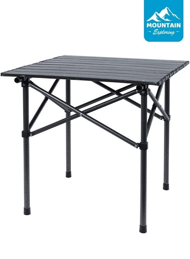 استكشاف الجبال طاولة تخييم خارجية قابلة للطي للسفر، طاولة نزهات محمولة للتخييم والشواء والصيد، 53 × 51 × 50 سم - Image 3