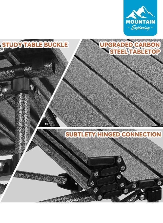 استكشاف الجبال طاولة تخييم خارجية قابلة للطي للسفر، طاولة نزهات محمولة للتخييم والشواء والصيد، 53 × 51 × 50 سم - Image 4