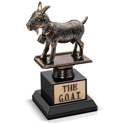 Flexzion The Goat Trophy Award Greatest of All Time Funny Trophy for Adults Engraved Plate with Statue Unique Recognition Gift Plaque for Fantasy Sports Employee Teacher Boss Friend More