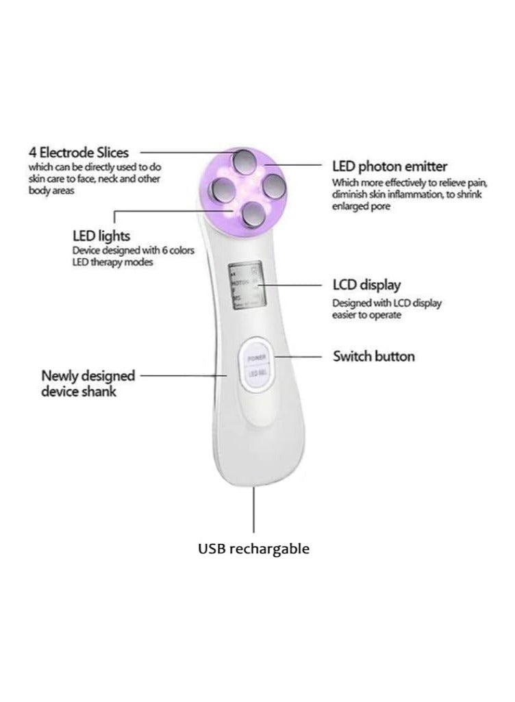 general Ultrasonic beauty device High Frequency Facial Machine&5in1 Ultrasonic Red LED Light theragy And 6 Modes Face Massager For Skin Care Facial Cleaner Anti-aging Anti-wrinkle - Image 2