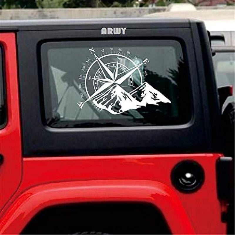 Vinyl Compass Car Bike Sticker, 0.11 x 18.89 x 13.38 Inches, White