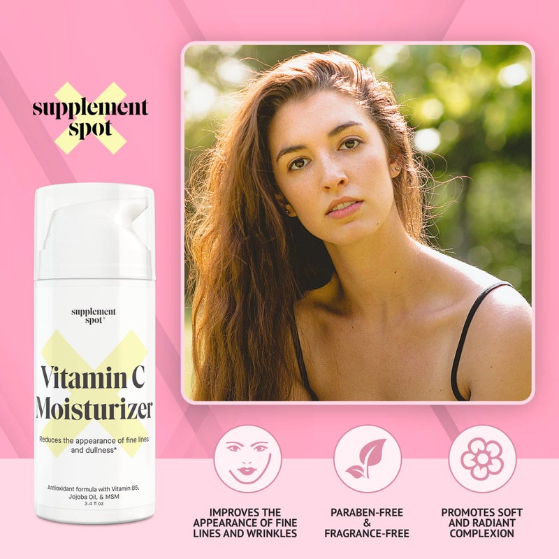 Supplement Spot Antioxidant C Moisturizer - Revitalizing Vitamin Lotion w/Vitamin E Oil & Jojoba Oil â€“ Vitamin Face Moisturizer For Fine Lines & Wrinkles - Suitable For All Skin Types - Image 2