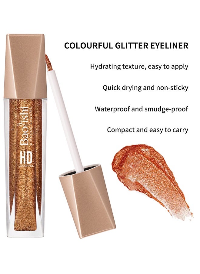 Liquid Glitter Eyeliner, Liquid Shimmer Eyeliner Waterproof Metallic Eyeliner Smudge-Proof Suitable For Women, Glitter Eyeliner For Eye Makeup