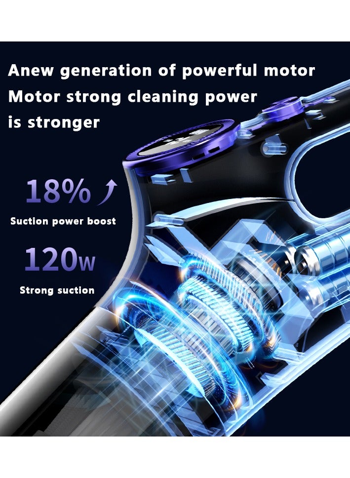 تودي جي هو 15000PA المكنسة الكهربائية اللاسلكية، 50 دقيقة التشغيل، 2-في-1 اليدوية والعصا، شحن USB-C، 5 المرفقات لشعر المنزل / السيارة / الحيوانات الأليفة، مرشح قابل للغسيل ومسح - Image 3