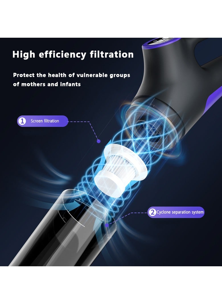 تودي جي هو 15000PA المكنسة الكهربائية اللاسلكية، 50 دقيقة التشغيل، 2-في-1 اليدوية والعصا، شحن USB-C، 5 المرفقات لشعر المنزل / السيارة / الحيوانات الأليفة، مرشح قابل للغسيل ومسح - Image 4