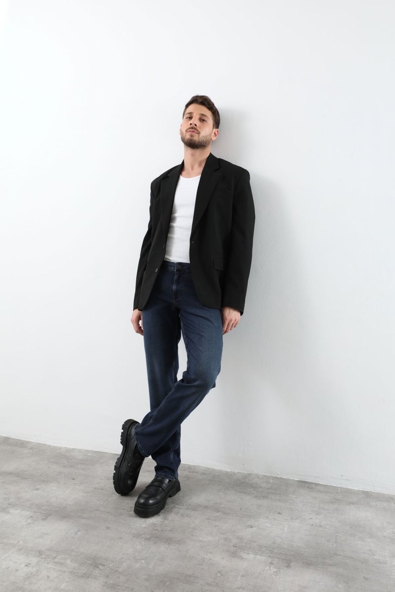 Markapia Men's Lycra Straight Fit Jean Trousers Blue - Image 1