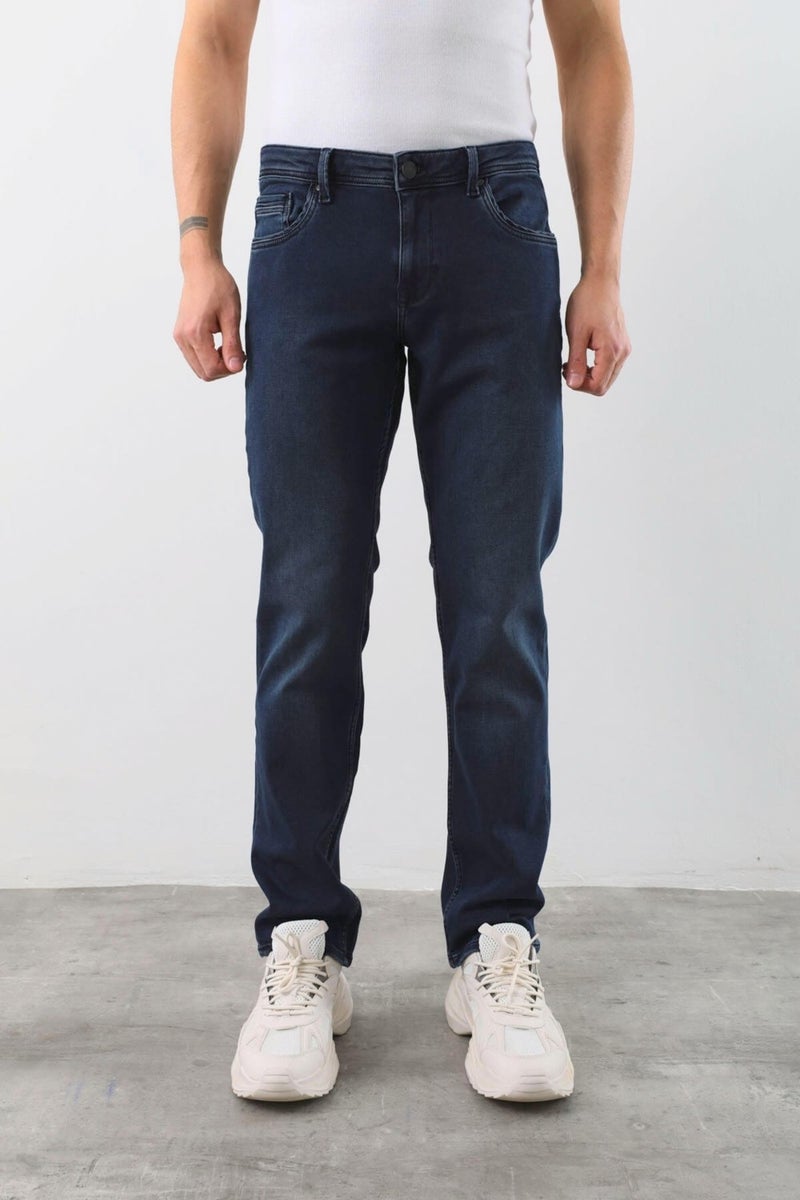 Markapia Men's Lycra Straight Fit Jean Trousers Blue - Image 5