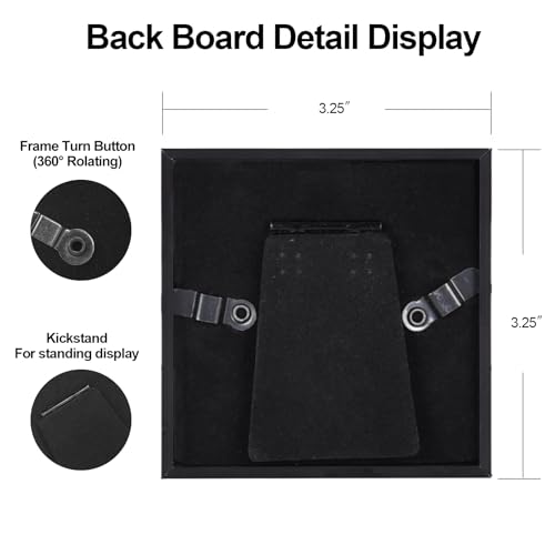 BKABOT 3x3 Picture Frame Set of 3, Black Metal Square Photo Frames with HD Glass, Fits 2x2 with Mat or 3 x 3 without Mat, Display for Wall and Table - Image 3