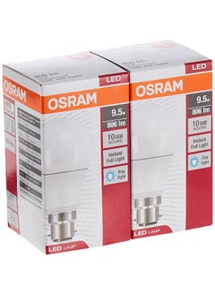 Osram Osram LED Value Clasics A Frosted LED Lamps 9.5W Pin Base B22D, 806 Lm Day Light 6500K Bundle Pack Of 2, White, OLED-9.5W/C/F/P-2Pcs  - Image 2