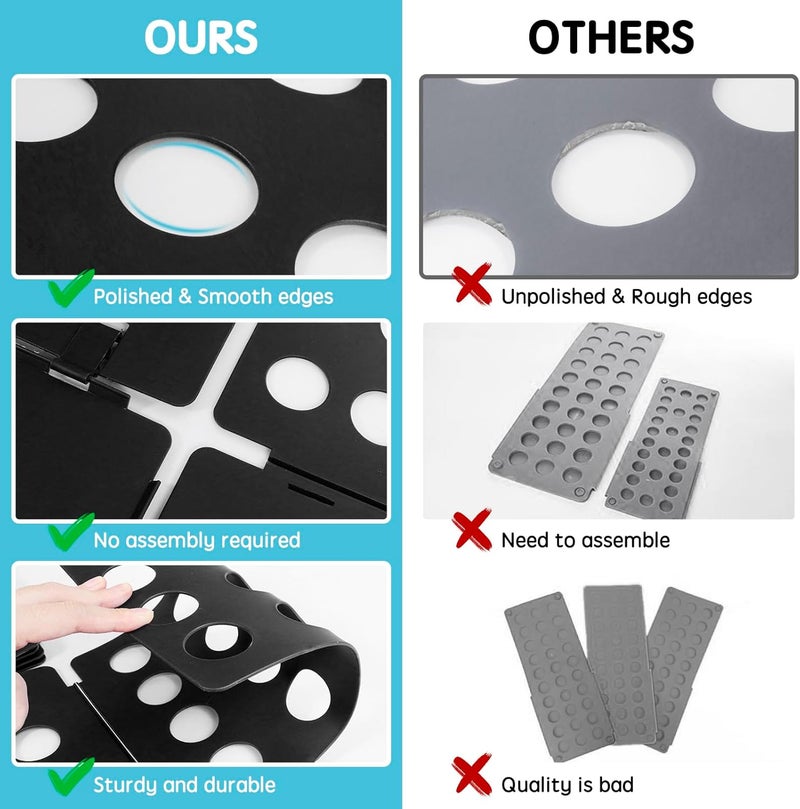 GYE T Shirt Folding Board Laundry Organizer Durable Tool T Shirt Clothes Folder Plastic Easy and Fast Folding Board for Kid Children and Adult to Fold Clothes Black - Image 5