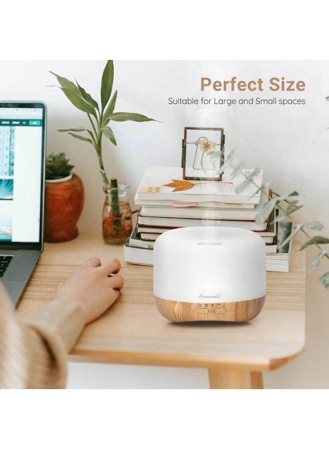 Homeweeks 300ml Essential Oil Diffuser, Quiet Aromatherapy Mist Diffusers for Essential Oils, Wood Grain, Ultrasonic, Remote Control, Timer, 7 Colors Light for Bedroom (300ml) - Image 4
