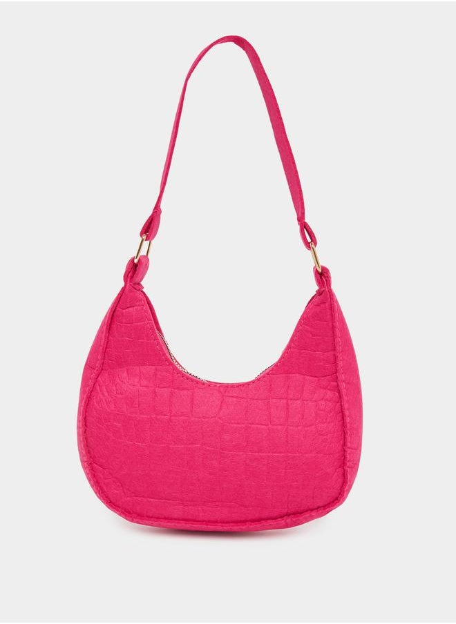 Styli Styli Croc-Textured Hobo Bag with Zip Closure  - Image 2