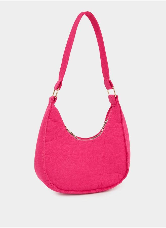 Styli Styli Croc-Textured Hobo Bag with Zip Closure  - Image 1