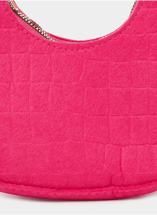 Styli Styli Croc-Textured Hobo Bag with Zip Closure  - Image 3