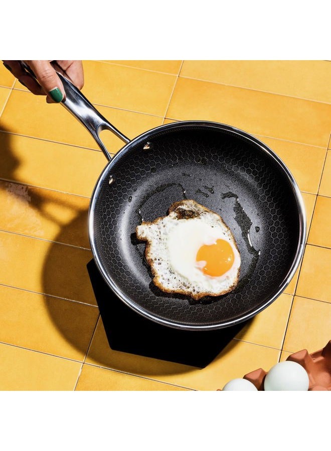 HexClad Hybrid Nonstick 18 cm Frying Pan with Tempered Glass Lid, Stay-Cool Handle, Dishwasher and Oven Safe, Induction Ready, Compatible with All Cooktops, (CWPNLD07) - Image 3