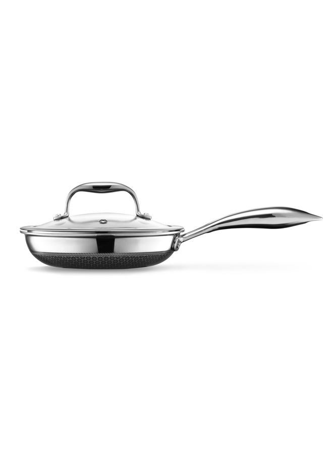 HexClad Hybrid Nonstick 18 cm Frying Pan with Tempered Glass Lid, Stay-Cool Handle, Dishwasher and Oven Safe, Induction Ready, Compatible with All Cooktops, (CWPNLD07) - Image 2