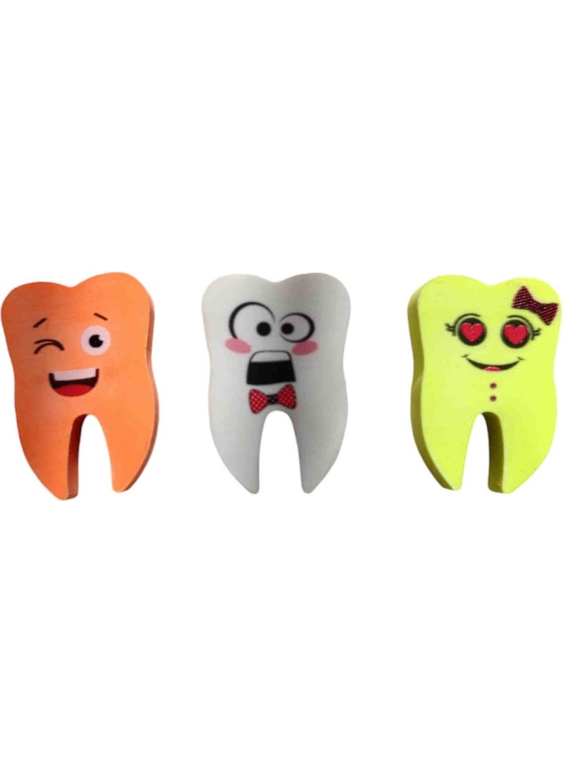 Vulli Fun Tooth Shaped Eraser 3 Pieces  - Image 5