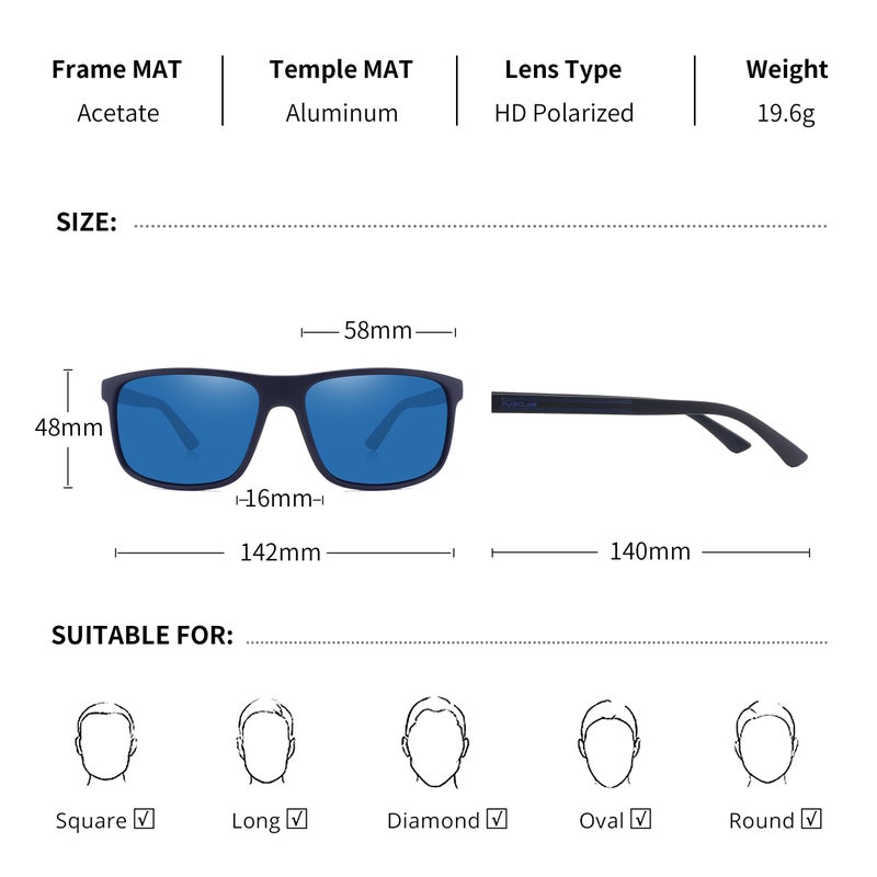 بوكيلار نظارات شمسية قطبية PUKCLAR للرجال والنساء - مستطيلة للسير في الجبال خفيفة الوزن مصنوعة من مادة TR90 إطار مقاوم لأشعة UV400 للاستخدام الرياضي والخارجي وغولف وركوب الدراجات والصيد - Image 3