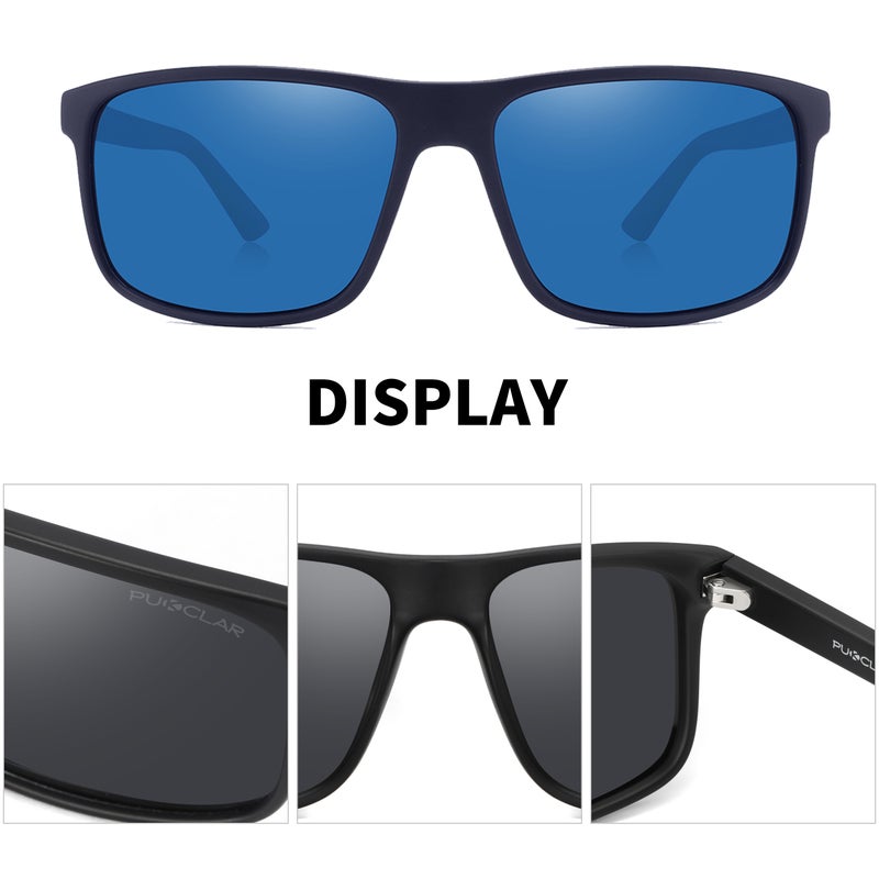 بوكيلار نظارات شمسية قطبية PUKCLAR للرجال والنساء - مستطيلة للسير في الجبال خفيفة الوزن مصنوعة من مادة TR90 إطار مقاوم لأشعة UV400 للاستخدام الرياضي والخارجي وغولف وركوب الدراجات والصيد - Image 4
