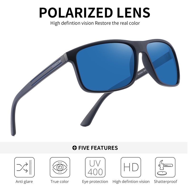 بوكيلار نظارات شمسية قطبية PUKCLAR للرجال والنساء - مستطيلة للسير في الجبال خفيفة الوزن مصنوعة من مادة TR90 إطار مقاوم لأشعة UV400 للاستخدام الرياضي والخارجي وغولف وركوب الدراجات والصيد - Image 2