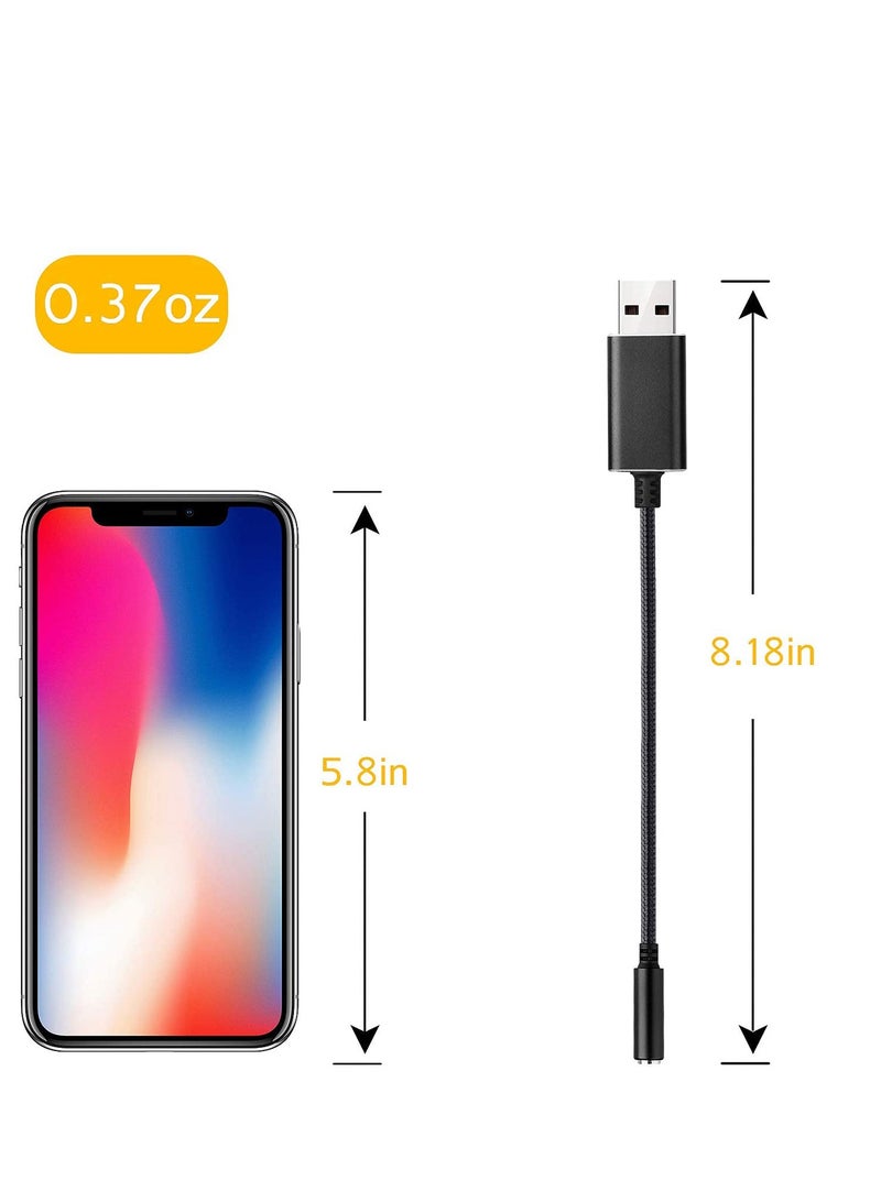 SYOSI محول صوت خارجي ستريو 2 حزمة بطاقة صوت USB إلى قابس سماعة الصوت مع جاك AUX TRRS مقاس 3.5 ملم وكابل متين مضفر متوافق مع Mac و PS4 و PC و Laptop و أجهزة سطح المكتب و Windows - Image 3
