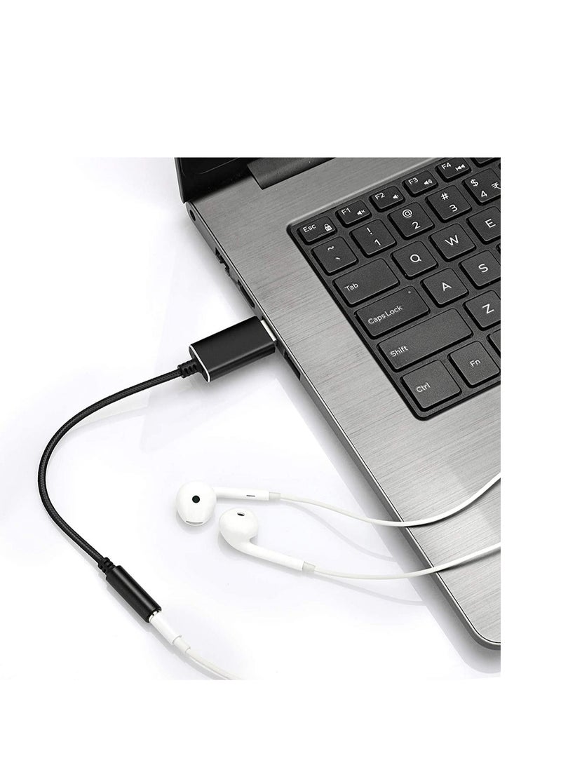 SYOSI محول صوت خارجي ستريو 2 حزمة بطاقة صوت USB إلى قابس سماعة الصوت مع جاك AUX TRRS مقاس 3.5 ملم وكابل متين مضفر متوافق مع Mac و PS4 و PC و Laptop و أجهزة سطح المكتب و Windows - Image 2