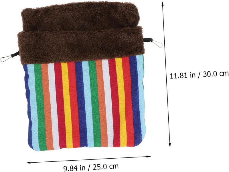 Beavorty Small Pet Hammock Warm Cotton Nest 25x30cm Rainbow Stripes for Hamster Squirrel Bedding Pouch Comfortable Pet Supplies - Image 2