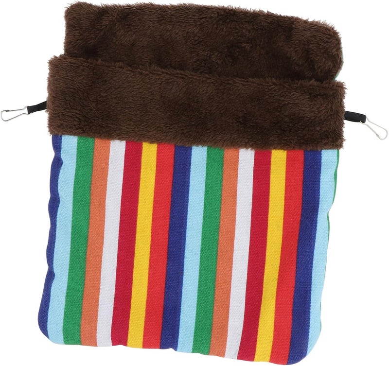 Beavorty Small Pet Hammock Warm Cotton Nest 25x30cm Rainbow Stripes for Hamster Squirrel Bedding Pouch Comfortable Pet Supplies - Image 1