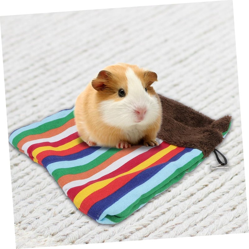 Beavorty Small Pet Hammock Warm Cotton Nest 25x30cm Rainbow Stripes for Hamster Squirrel Bedding Pouch Comfortable Pet Supplies - Image 4